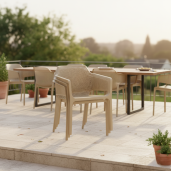 Fotoliu terasa, gradina stivuibil plastic maro taupe Lavton 60x57x79 cm