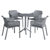 Fotoliu terasa, gradina stivuibil plastic gri 60x57x79 cm 