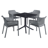 Fotoliu terasa, gradina stivuibil plastic gri 60x57x79 cm 