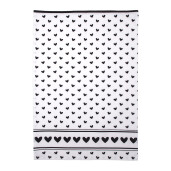 Set 3 prosoape bucatarie bumbac alb negru Inimioare 50x70 cm