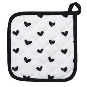 Servet termic bucatarie bumbac alb negru Pasari 20x20 cm