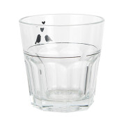 Set 6 pahare sticla transparenta neagra Pasari Ø 8x8 cm / 200 ml