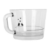 Cana sticla transparenta neagra Pasari 13x10x9 cm / 350 ml