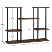 Suport flori fier negru lemn maro Leder 80x24x65,5 cm