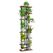 Suport flori negru lemn rustic Ledor 36x23x120 cm