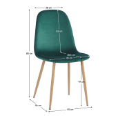 Scaun catifea verde metal Lega 45x56x85 cm