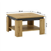 Masuta de cafea HDF stejar artisan grafit Lejsy 68x68x41 cm