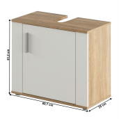 Dulap sub chiuveta DTD stejar sonoma alb mat Lessy 68.7x35x61.2 cm 
