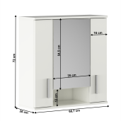 Dulap suspendat cu oglinda DTD alb mat Lessy 68.7x26x72 cm 