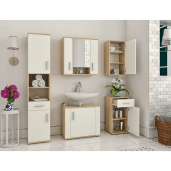 Dulap DTD stejar sonoma alb mat Lessy 38x35x75.1 cm 
