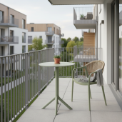 Scaun stivuibil plastic verde bej Lexton 57x55x80 cm