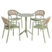 Scaun stivuibil plastic verde bej Lexton 57x55x80 cm