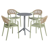 Scaun stivuibil plastic verde bej Lexton 57x55x80 cm