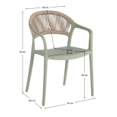 Scaun stivuibil plastic verde bej Lexton 57x55x80 cm