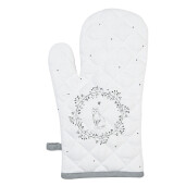 Manusa bucatarie bumbac alb gri Pisicuta 18x30 cm