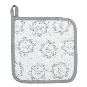 Servet termic bumbac alb gri Pisicuta 20x20 cm