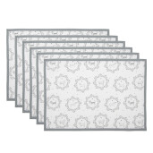 Set 6 suporturi farfurii  bumbac alb gri Catelusi 48x33 cm