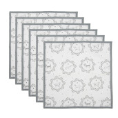 Set 6 servetele masa bumbac alb gri Catelusi 40x40 cm
