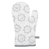 Set 2 manusi bucatarie termorezistente bumbac alb gri Catelus 18x30 cm