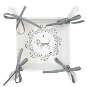 Cos paine bumbac alb gri Catelus 35x35x8 cm