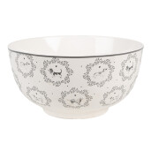Bol portelan alb gri Catelusi 14x7 cm, 500 ml