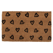 Covoras intrare casa fibre cocos maro negre Inimioare 75x45x1 cm