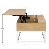 Masuta DTD stejar metal alb Livina 100x55x40 cm