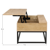 Masuta DTD stejar metal negru Livina 100x55x40 cm
