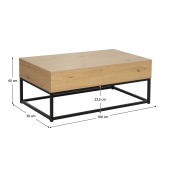 Masuta DTD stejar metal negru Livina 100x55x40 cm