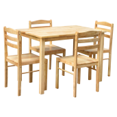 Set masa, 4 scaune lemn masiv natur Loak 110x70,3x76 cm, 40,5x45,5x84,6 cm