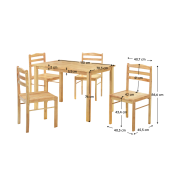 Set masa, 4 scaune lemn masiv natur Loak 110x70,3x76 cm, 40,5x45,5x84,6 cm