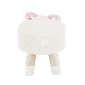 Taburet forma oaie tesatura catifea alb roz natur Lola 42x28x30 cm