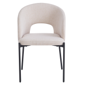 Scaun dining textil bej metal negru Lonka 51x57x77 cm