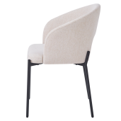 Scaun dining textil bej metal negru Lonka 51x57x77 cm