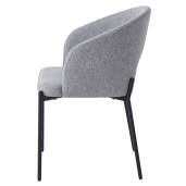 Scaun dining textil gri metal negru Lonka 51x57x77 cm