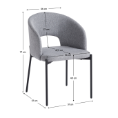 Scaun dining textil gri metal negru Lonka 51x57x77 cm