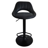 Scaun bar textil negru efect piele intoarsa Lorasa 45x45x82-102 cm