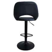 Scaun bar textil negru efect piele intoarsa Lorasa 45x45x82-102 cm