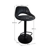 Scaun bar textil negru efect piele intoarsa Lorasa 45x45x82-102 cm