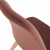 Scaun tapiterie catifea roz picioare lemn fag Lorita 48x57x81 cm 