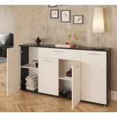 Comoda HDF negru alb Lunia 163x33x86 cm