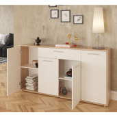 Comoda HDF stejar sonoma alb Lunia 163x33x86 cm