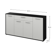 Comoda HDF negru alb Lunia 163x33x86 cm