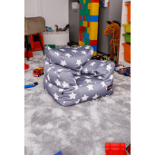 Fotoliu tip puff gri alb Lurko 52x52x50 cm
