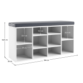 Pantofar cu banca DTD alb Lushka 104x30x53,4 cm