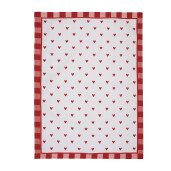 Prosop bucatarie bumbac alb rosu Inimioare 50x70 cm