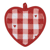 Suport vas fierbinte bumbac alb rosu Inimioare 20x20 cm