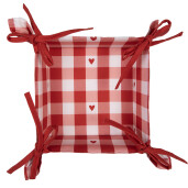 Cos paine bumbac alb rosu Inimioare 35x35x8 cm