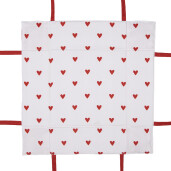 Cos paine bumbac alb rosu Inimioare 35x35x8 cm