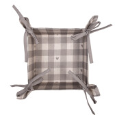 Cos paine bumbac bej gri Inimioare 35x35x8 cm